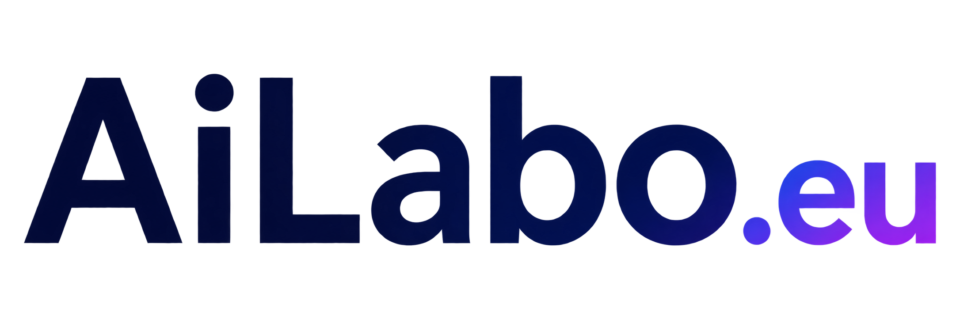 Logo van AiLabo.eu met donkerblauwe letters en een blauw-paars kleurverloop